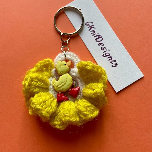 Handmade Bag Charm, Crochet Keychain Charm, Happy Dock Charm - Picture 6 of 6